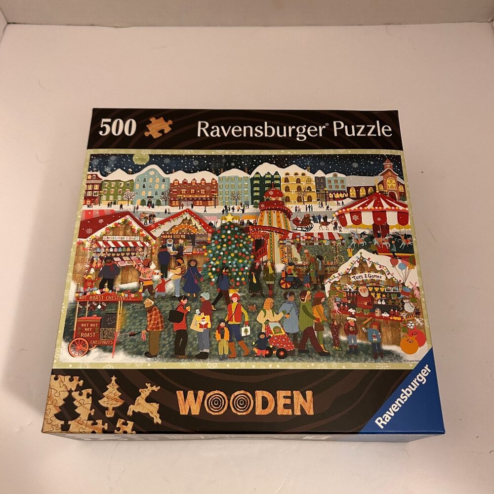 Ravensburger Wooden Puzzle 500 Pieces | Christmas Market | Premium Wooden Puzzle
